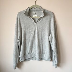 Lou & Grey Gray Quarter-Zip Sweater